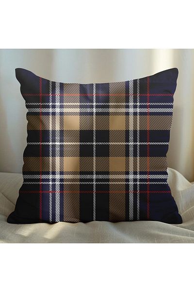 EJOYA 45cm Plaid Design 2-piece Pillow and Throw Pillow Set - 113508