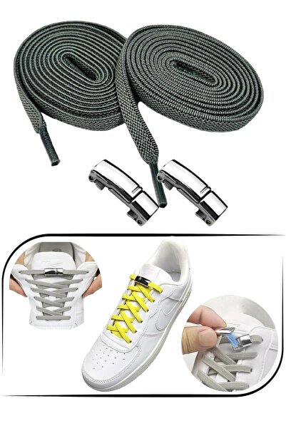 srtfootcare Mıknatıslı NİKEL KAPAMALI Elastik Yassı Bağcık 100 cm 1 Çift