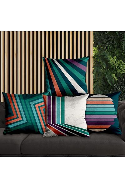EJOYA Linear Designed 4-Piece Pillow and Throw Pillow Cover 45cm