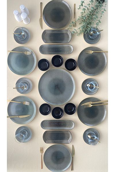 VENÜS HOME DECORATION Green Gold 6 Piece Personality Breakfast Set - 23 Pieces