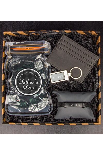 EJOYA Babaya Özel Anahtarlık & Bileklik & Kartlık & Naneli Çikolata Hediye Kutusu 111525