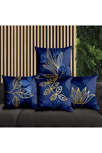 EJOYA Set de 4 perne cu design floral de 45 cm - interior și husă de pernă 113756