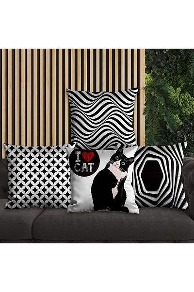 EJOYA Set de 4 perne liniare de 45 cm și fețe de pernă - 113858