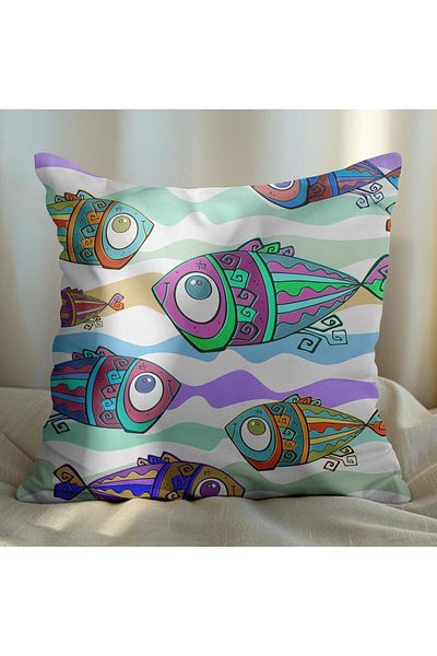 EJOYA Fish Design Pillow Set - Inner and Throw Pillow Case 45cm 113559