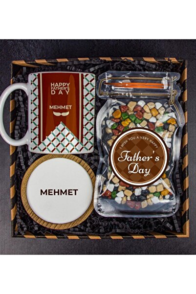 EJOYA Babaya Özel Kupa Bardak & Bardak Altlığı & Çakıl Taşı Çikolata Hediye K...