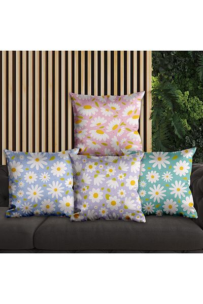 EJOYA 45cm Daisy Designed 4-piece Pillow Set - Inner and Throw Pillow Case 113806