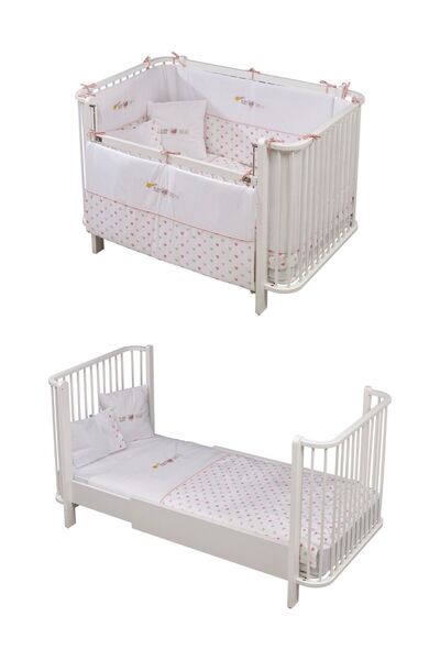 Meltem Smart Bambino Büyüyen Beşik 80x130 cm Karyola 80x180 cm (beyaz-pembe)