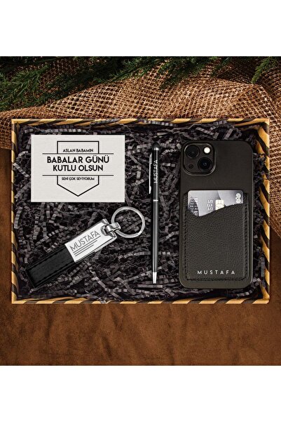 EJOYA Babalar Gününe Özel Kişiye Özel Kalem & Deri Anahtarlık & Kartlık Kutus...
