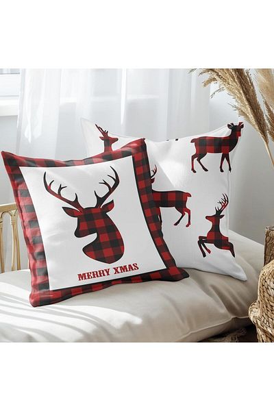 EJOYA Set de 2 perne cu design de cerb pentru Anul Nou - SpecialPlaid, 45 cm, 113608