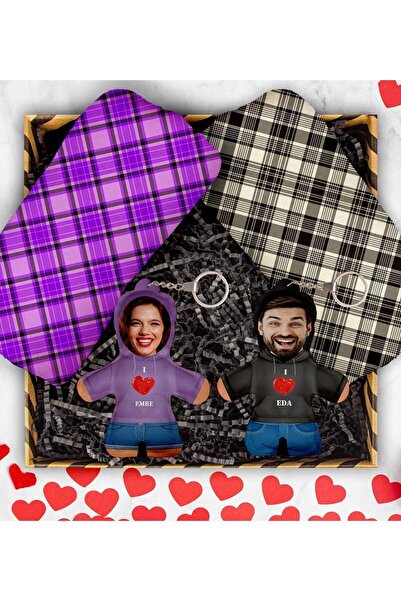 EJOYA Sevgiliye Özel Fotoğraflı Peluş Anahtarlık & Polar Atkı Hediye Kutusu 1...