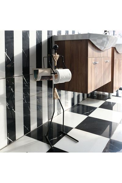 MET&LIFE Black Metal Toilet Roll Holder with Woman Figure