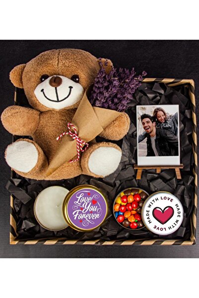EJOYA Sevgiliye Özel Fotoğraflı Ve Şirin Peluş Ayıcıklı Hediye Kutusu 110700