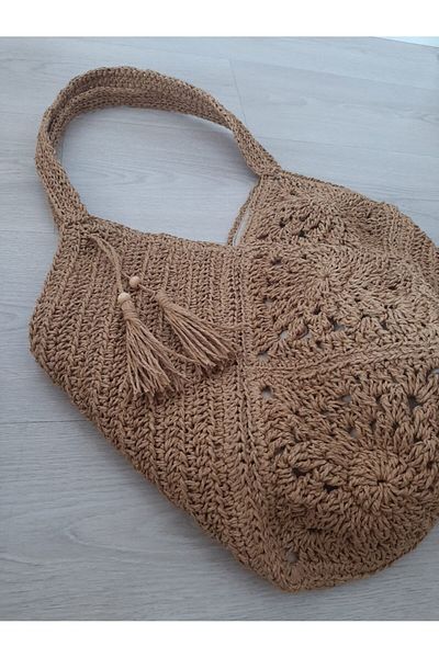 ZÜMAL Hand Knitted Paper Rope Shoulder Bag (Color Straw)