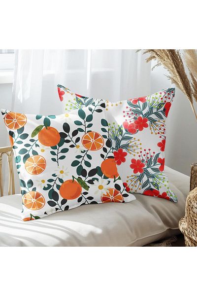 EJOYA Orange Designed 2-Piece Pillow and Throw Pillow Case 45cm
