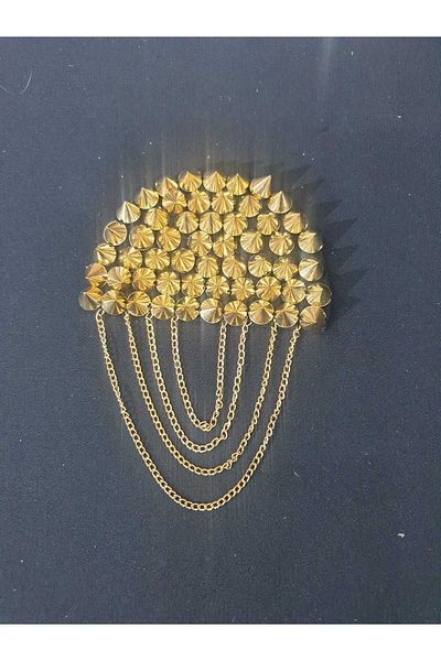 ESRA ŞELEM Yellow Staple Detailed Chain Decorative Applique Sewing Accessory Hobby Clothing Bag Accessory