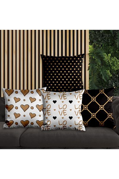 EJOYA 4-piece Heart Design Pillow and Throw Pillow Set - 45cm 113692
