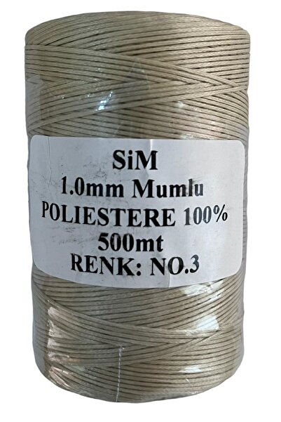 SİM 1 Milim Mumlu Saraç Deri Ip Bobin 500 Metre