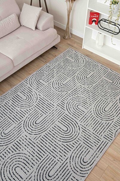 Lorente Home Moreno Viscose Gray Anthracite Living Room Carpet - Non-Slip Base, Washable 1350
