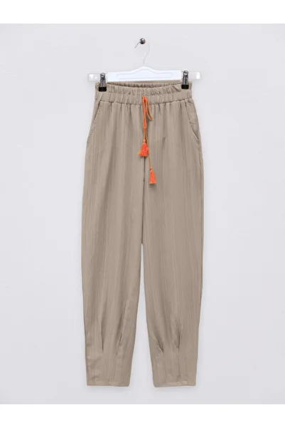 HİJABAYA Long Trousers with Clamp Stitching and Lacing Detail