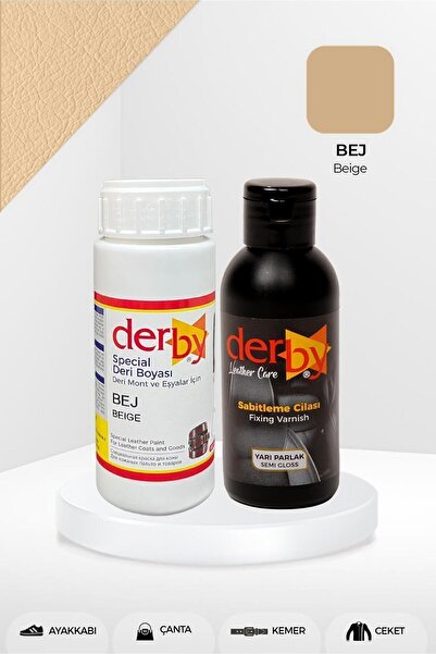 Derby Special Bej Deri Boyası ve Cilası 100 mL - 2'li Set / Mont Eşya Çanta D...