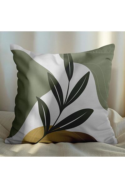 EJOYA Green Leaf Patterned 4-piece Pillow Set - Inner and Throw Pillow Case 45cm 113720