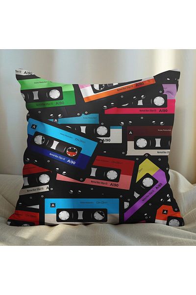 EJOYA Nostalgic Cassette Designed 2-Piece Pillow and Throw Pillow Case 45cm 113518