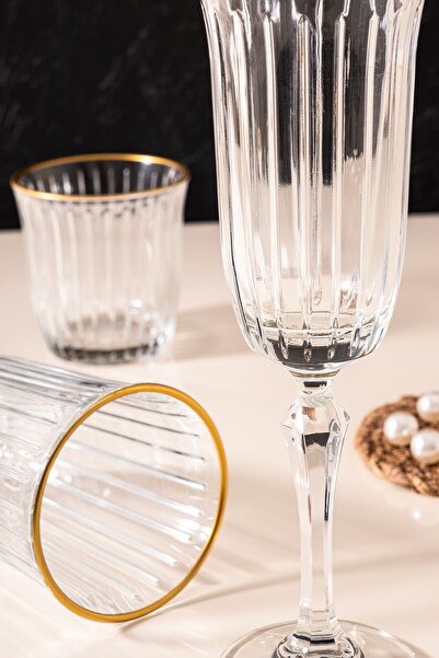 MEST 12 Piece Water and Soft Drink Cup Set - Gilded, Stylish and Elegant Design, 170 Cc, 290 Cc, 365 Cc