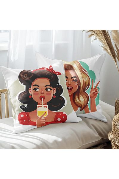 EJOYA 2-piece Brown Designed Pillow Set - Blonde, 45cm 113468