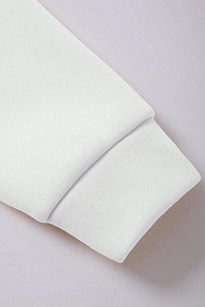 MODAGEN Білий світшот з принтом "Копійка" унісекс з капюшоном великого розміру