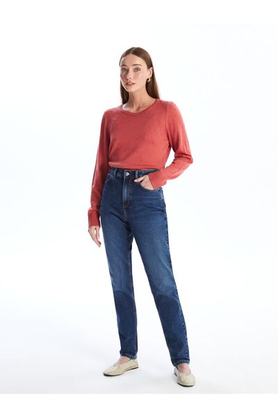 LC Waikiki Pulover de damă cu mânecă lungă și decolteu cu model