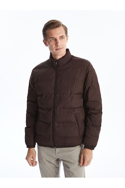 LC Waikiki Men's Puffer Jacket - Standard Fit, Stand Collar