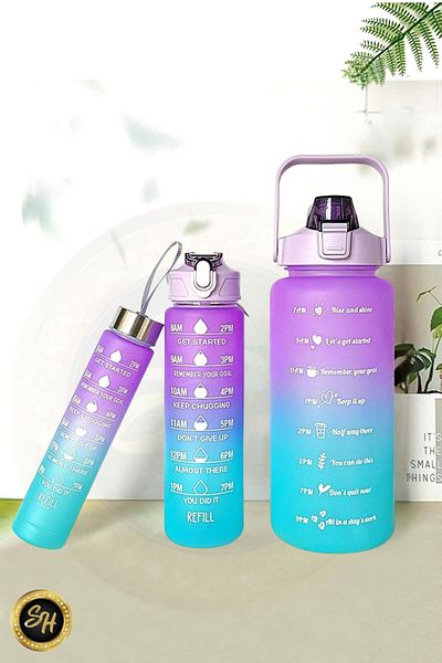 M Mimoza Park 2 Lt 900ml Sports Gym Water Bottle with Cub - 3-piece Motivational Water Bottle and Sticker Gift