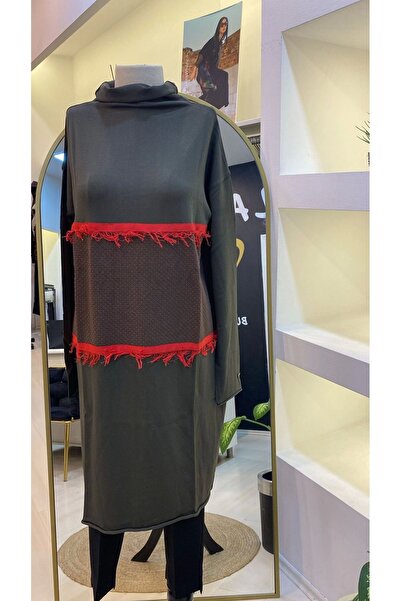 MissWhence Mi̇sswhence Khaki Knitwear Tunic - 248