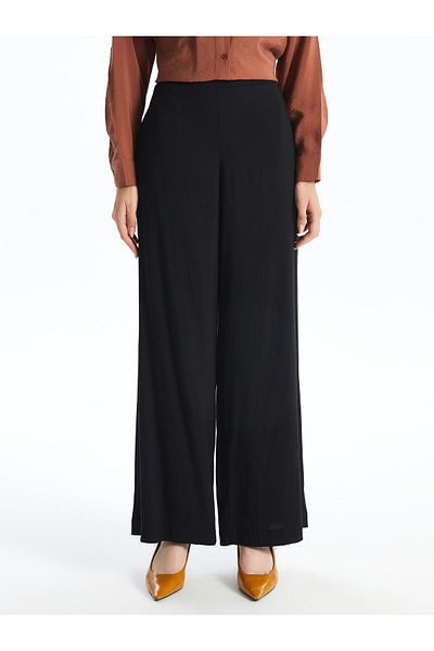 LC Waikiki Linen Blended Women's Straight Trousers with Elastic Waist