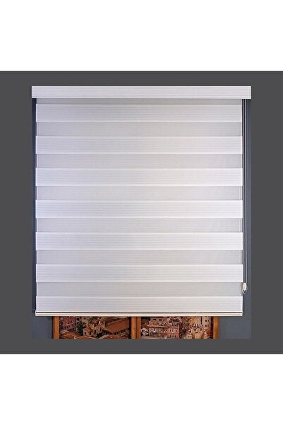 İMTEKSPERDE Beyaz Geniş Plise Zebra Kalın Stor Perde Stor Güneşlik Perde