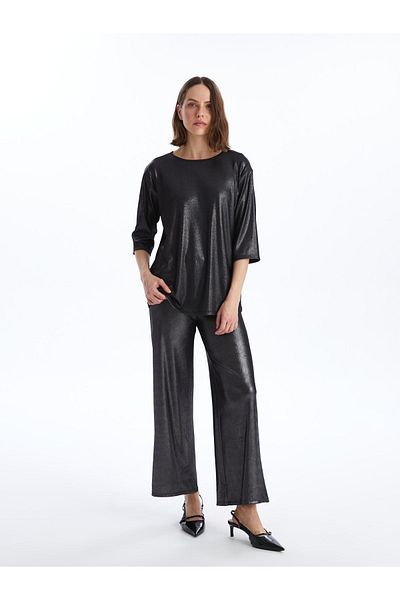 LC Waikiki Metallic-Hose für Damen – elastische Taille und weites Bein
