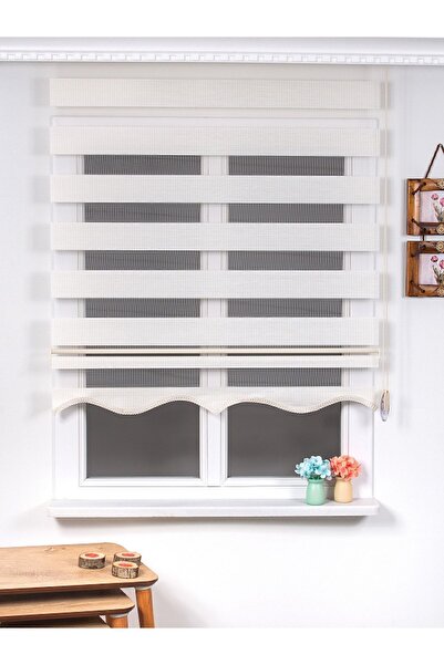 NetworkAvm Ekru R-18 Bambu Zebra Stor Güneşlik Perde Etek Dilimli (alüminmyum...