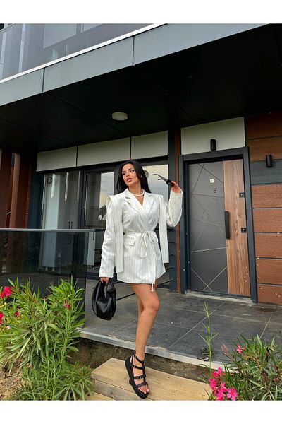 ZF BUTİK Übergroße Design-Blazerjacke zum Binden