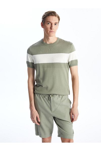LC Waikiki Ανδρικό πλεκτό πουλόβερ Color Block Crew Neck - Κοντό μανίκι