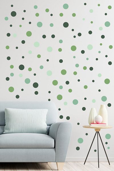ENGINPRINT Green Tone Large and Small Round Shape Wall Sticker 99 Pieces