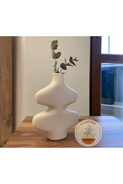 DygArtHome Seramik Kelebek Vazo (19 Cm ) Krem