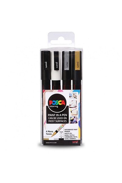 Uni Posca Marker Pc-3m (0.9-1.3mm) Set of 4