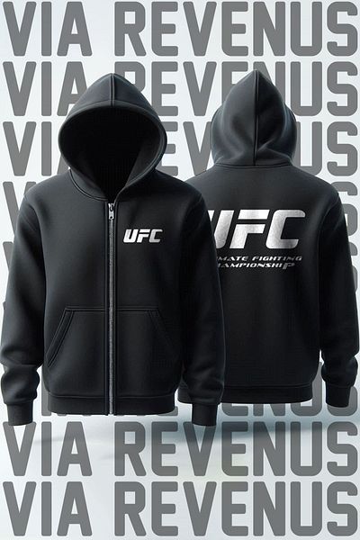 Vordevia Ζακέτα φούτερ με κουκούλα UFC Unisex με φερμουάρ - εμπρός και πίσω με στάμπα