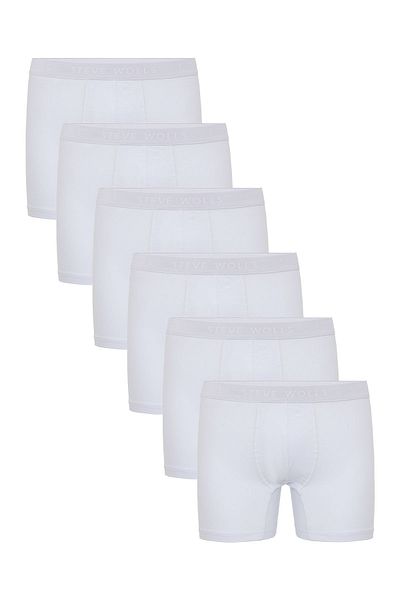 Steve Wolls Ανδρικά λευκά 6 τεμάχια Lycra Boxer - 24102