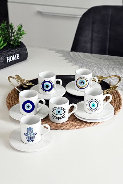 Dressy Home Coffee Cup Set for 6 People Evil Eye