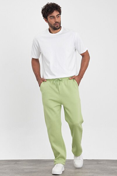 MADZEYMODA Ανδρικό φαρδύ πράσινο φούτερ μέντας - 3 κλωστές, χαλαρή εφαρμογή Mz73037