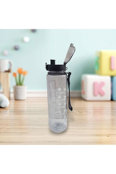 AHİR TİCARET 1000 ml Motivational Transparent Athlete-Student Water Bottle