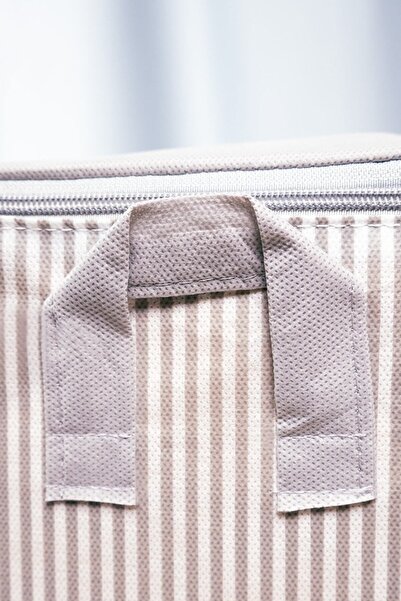 Textile sweet 4'lü 2 Mega 2 Büyük Boy Gri Çizgili Baza Altı Yastık Yorgan Kazak Hurcu