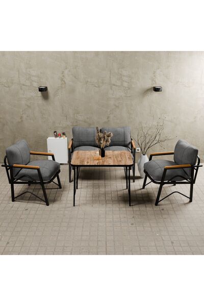 MB GARDEN FURNITURE Simetri Model, Balkon, Bahçe, Cafe, Metal Koltuk Takımı, ...