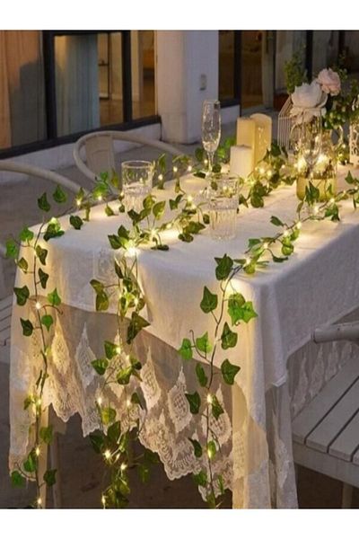 casadilegno Διακοσμητικό Ogwanto Green Leaf Artificial 230cm Ivy and 3mt Fairy Led Daylight
